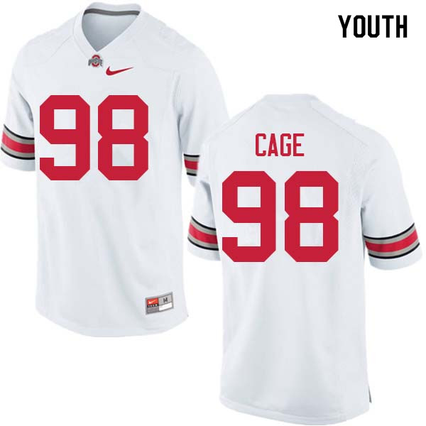 Ohio State Buckeyes Jerron Cage Youth #98 White Authentic Stitched College Football Jersey